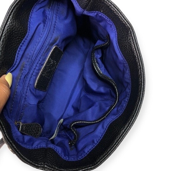 Ann Klein Black Faux Pebbled Leather Chain Strap Mini Backpack - Picture 6 of 7